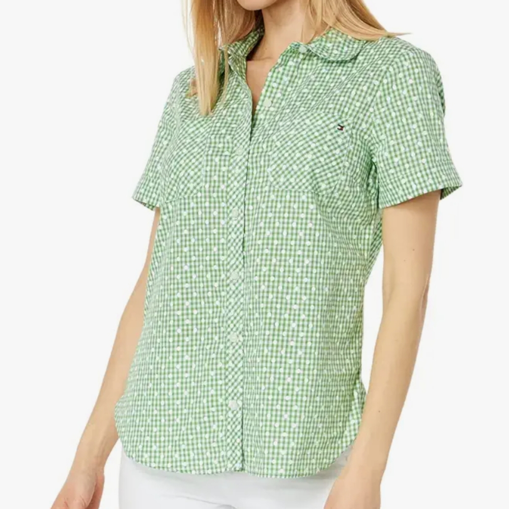 NWOT Tommy Hilfiger Dot Camp Gingham Shirt Women's size XL